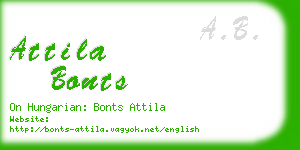 attila bonts business card